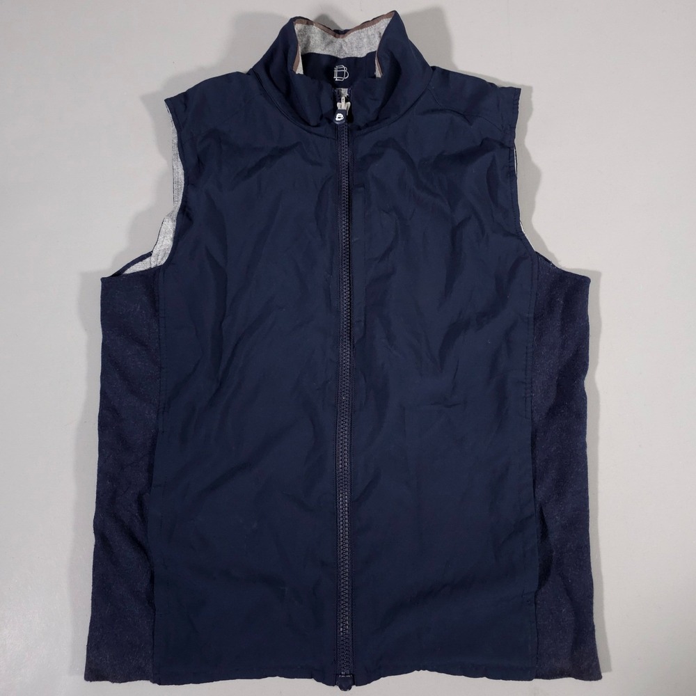 B. Draddy Vest Mens Medium Navy Blue Wool Cashmere Reversible Golf Full Zip